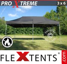 Folding canopy Xtreme 3x6 m Black, Flame retardant