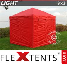 Folding canopy Light 3x3 m Red, incl. 4 sidewalls