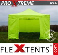 Folding canopy Xtreme 4x4 m Neon yellow/green, incl. 4 sidewalls
