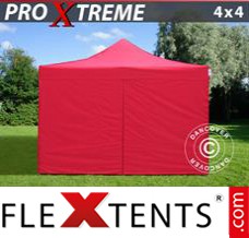 Folding canopy Xtreme 4x4 m Red, incl. 4 sidewalls