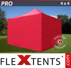 Folding canopy PRO 4x4 m Red, incl. 4 sidewalls