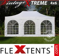 Folding canopy Xtreme Vintage Style 4x6 m White, incl. 8 sidewalls