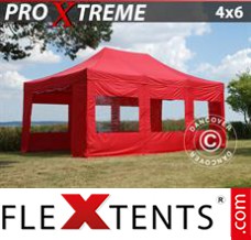 Folding canopy Xtreme 4x6 m Red, incl. 8 sidewalls