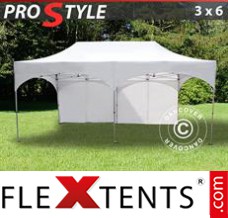 Folding canopy PRO "Arched" 3x6 m White, incl. 6 sidewalls