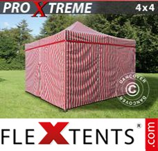 Folding canopy Xtreme 4x4 m Striped incl. 4 sidewalls