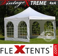 Folding canopy Xtreme Vintage Style 4x4 m White, incl. 4 sidewalls