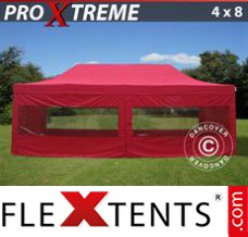 Folding canopy Xtreme 4x8 m Red, incl. 6 sidewalls