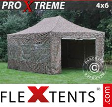 Folding canopy Xtreme 4x6 m Camouflage/Military, incl. 8 sidewalls