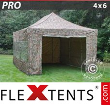 Folding canopy PRO 4x6 m Camouflage/Military, incl. 8 sidewalls