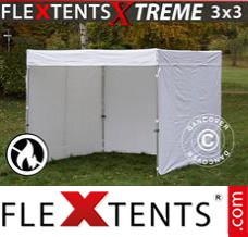 Folding canopy Xtreme Exhibition w/sidewalls, 3x3 m, White, Flame...