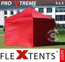 Folding canopy Xtreme 3x3 m Red, incl. 4 sidewalls