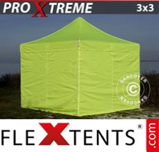 Folding canopy Xtreme 3x3 m Neon yellow/green, incl. 4 sidewalls