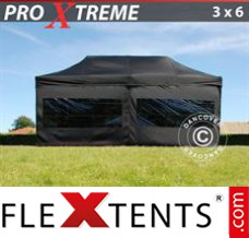 Folding canopy Xtreme 3x6 m Black, incl. 6 sidewalls