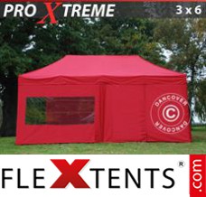 Folding canopy Xtreme 3x6 m Red, incl. 6 sidewalls